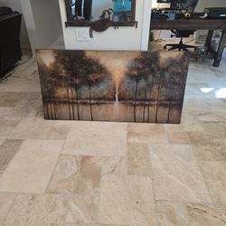 Wall Art Large Canvas Print Nature Serene Forest Lake Scene  Kierklands 60x30
