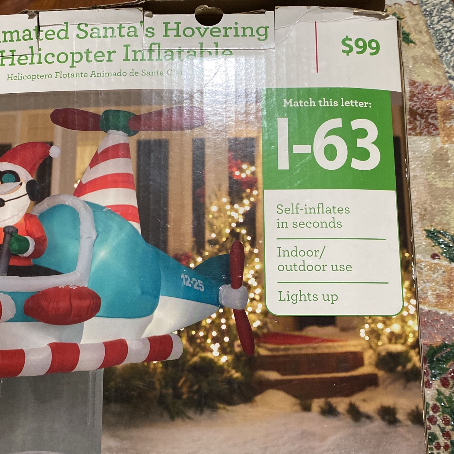 Santa Hovering Helicopter Inflatable 7 Feet Tall