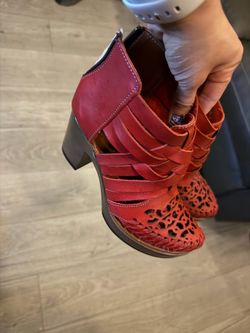 Red boot dress heels D’Antonia Cute Cutout design