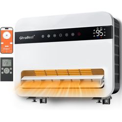 Givebest-Wall-Heater-for-Indoor-Use, 1500W Electric-Space-Heater, 120°Vertical Oscillation,Compatible with Alexa, Adjustable Thermostat, Remote Contro