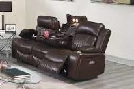 New Power Reclining Couch  / Love Seat.  Brown/Grey Gel Leatherette.  Free Delivery!
