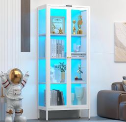Display Cabinet (unopened, still in box) with Glass Doors and 8 Color LED Lights