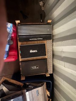 Multiple car audio systems.  Multiple subwoofers in boxes, multiple amps.