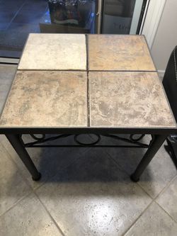 Square Tile. & Iron End Table
