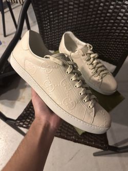 Gucci Ace GG Embossed White Size 13 1/2 (Worn Once + OGAll)