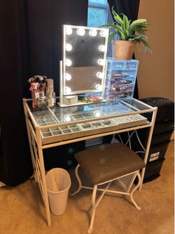 Metal and glass vanity & seat