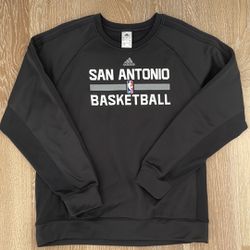Adidas San Antonio Spurs Black Pull Over Crewneck Sweater NBA Basketball - XL