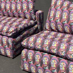 Vintage Custom Fabric David Bowie Chairs 