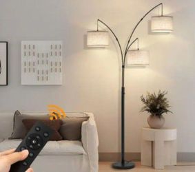 Netin 80 in. Black 3-Light Arc Floor Lamp, Dimmable, 3-Color Temperature, Remote Control, Stylish Tall Floor Lamp