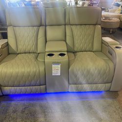 Power Reclining Leather Loveseat