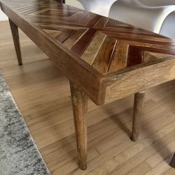 Midcentury Style Chevron Slatted Bench