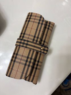 Plaid Print Long Wallet with Snap Closure