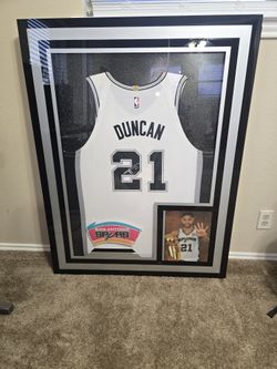 Tim Duncan Signed Framed Jersey