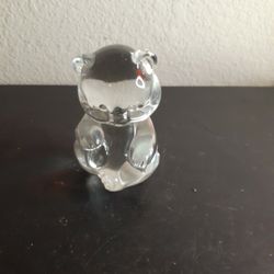 GORGEOUS FENTON Clear Art Glass 4" Teddy Bear Paperweight.
