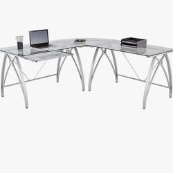 L shaped Glass desk