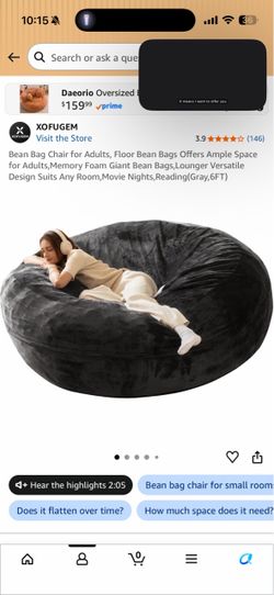 Extra large bean bag half stuffed