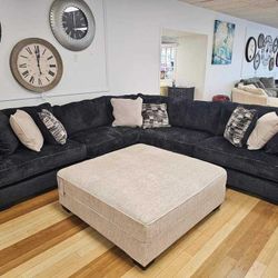LH 👉$39 Down Payment  For Financing 👉 Ashley Lavernett Charcoal Deep Seating Sectional Couch 