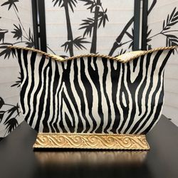 Metal Container- Gold, Black & White