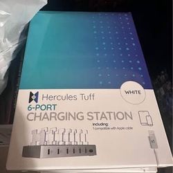 Hercules Tuff 6-Port Chargingy Station - White (Includes Apple Cable)