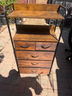 Wooden Storage Shelf with Drawers, Like New Condition