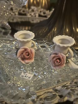 Pair Of Tiny Capodimonte Candle Holders 