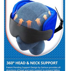 Sarisun Travel Pillow for Airplanes, Airplane Pillow for Long Flight, Airplane Head Strap with Sleep Eye Mask