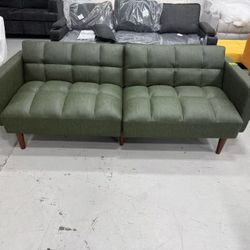 New 76.8" Couch, Small Futon Sofa Bed, Sleeper, Loveseat, Mid Century Modern Futon