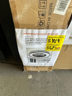 SaleSumo HINNIXY 20 in. Indoor Black Enclosed Flush Mount Ceiling Fan with Dimmable Lighting and Smart App Remote Control