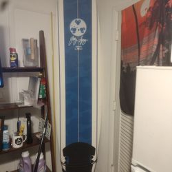 Jerry Lopez 8 Ft Softop Surfboard with Leash & Track Top With 2 Rash Guards & a 1 Mil Jacket Top.