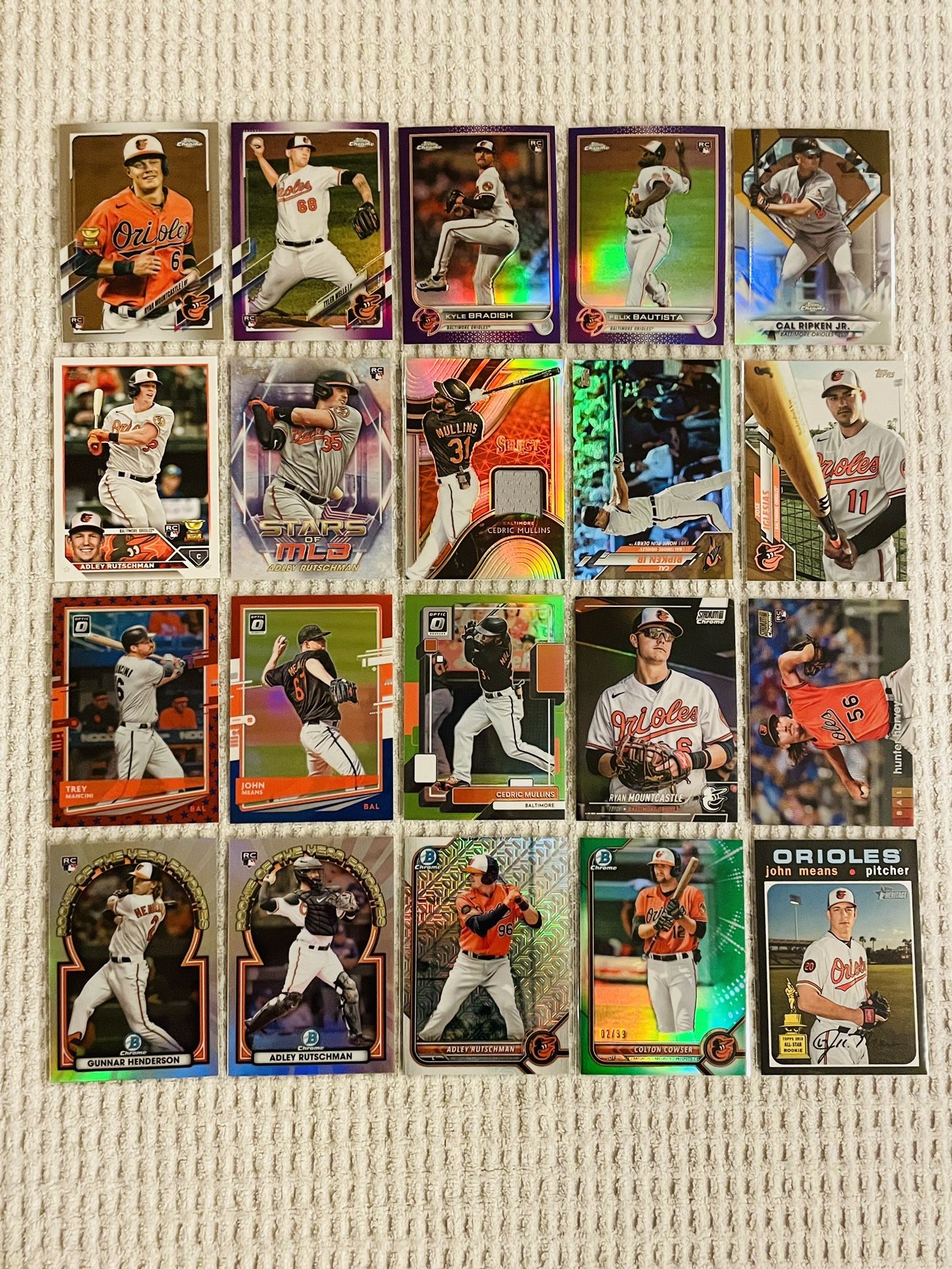 Baltimore Orioles 20 Card Baseball Lot! Rookies, Prospects, Refractors, Prizms, Parallels, Memorabilia, Short Prints, Variations & More!