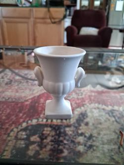 vintage miniature white ceramic urn vase