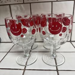 Vintage Happy Face Goblets (4)