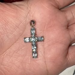 Blue Topaz Cross Pendant