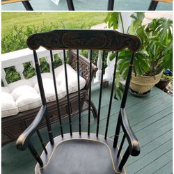 Antique Style Rocking Chair- Hand Painted Cabin Scene