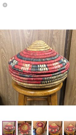 Handwoven African Coiled Basket with Lid