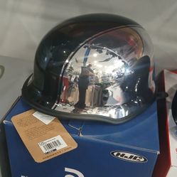 Motorcycle German Style Helmet D O T Approved Size Large Fly Racing Chrome And Black