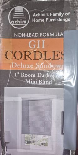 Cordless deluxe sundown 1" room darkening mini blinds 29"W x 64" L