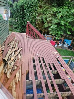 5/4" x 3.5" Cedar Deck Boards, Painted Red 6-12' long