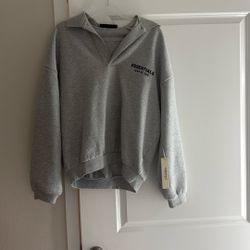 Essentials Fear Of God Light Heather Fleece Polo