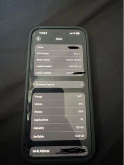 iPhone 15 Plus, Blue  Unlocked  89% Battery.