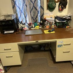 Metal Desk And File Cabinet 