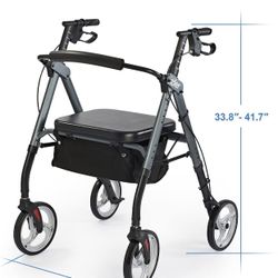 Heavy Duty Rollator Walker 500 lbs - Bariatric Rollator Walker with Extra Wide Padded Seat for Seniors,Folding Rolling Walkers with 10inches Lager Whe