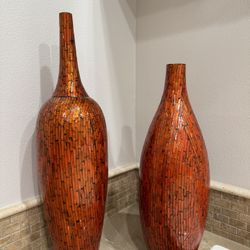 Orange Mosaic Large Vase Decor