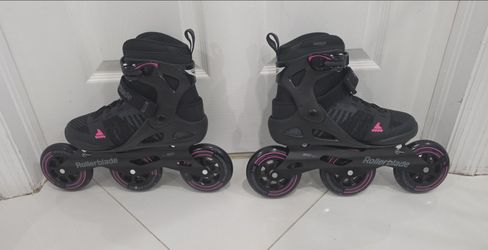 Rollerblade Macroblade 110 3WD Womens Adult Fitness Inline Skate, Black and Orchid, Performance Inline Skates Size(8)