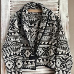 Vintage Women Cropped Cotton Tapestry Boho Aztec Western Jacket Medium