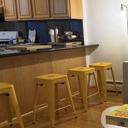 4 Yellow 24 Inch Barstool