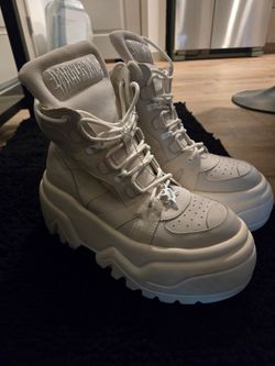 Darker Wavs Crossfade White/Gray Platform High-Top Sneakers Size 10 Women's