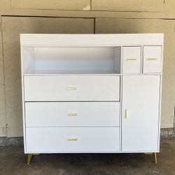 PAKASEPT Changing Table with Drawers, Changing Table Dresser with 5 Drawer & Cabinet
