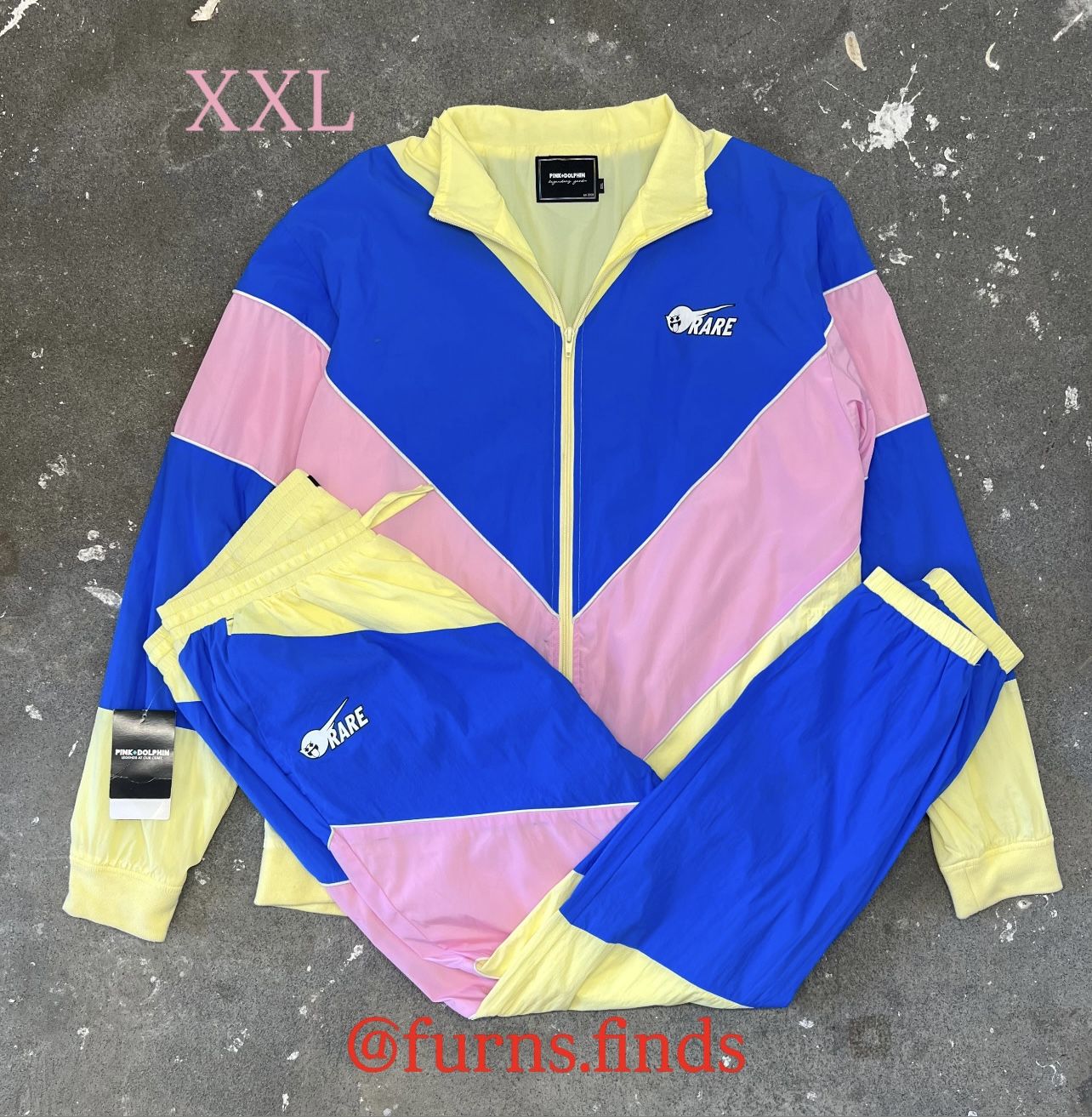 2000s Pink-Dolphin Windbreaker Track Suit