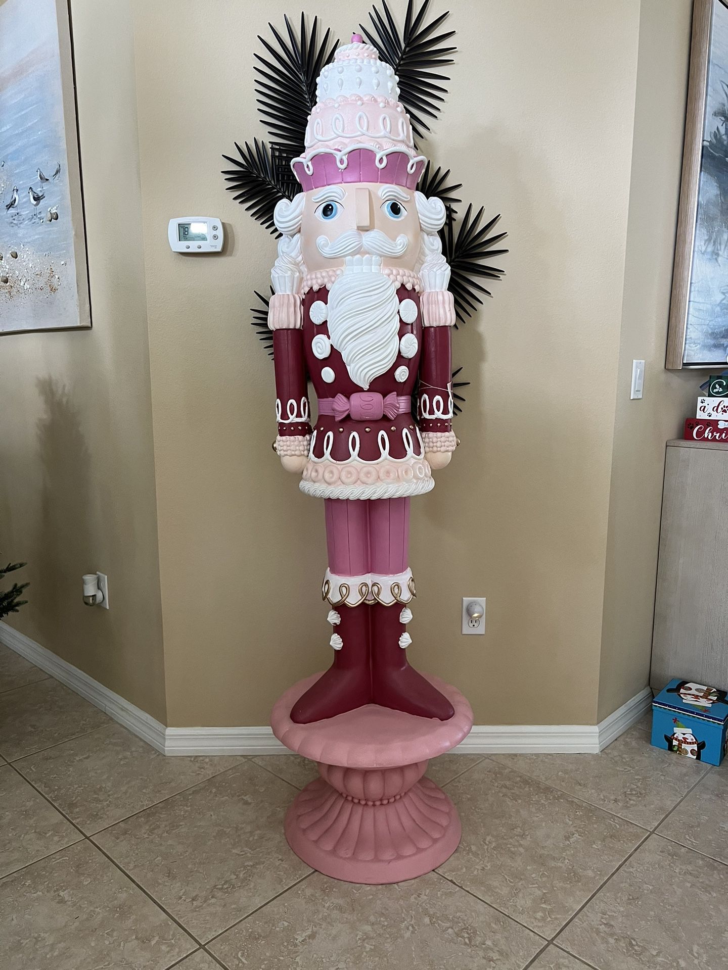New 6ft Life Size Peppermint Square Sweet Shoppe Candy Nutcracker Christmas